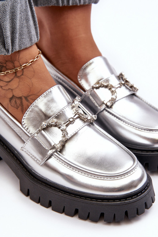 batai su plačiu kulnu sidabro spalvos Lemmitty batai su plačiu kulnu sidabro spalvos Lemmitty