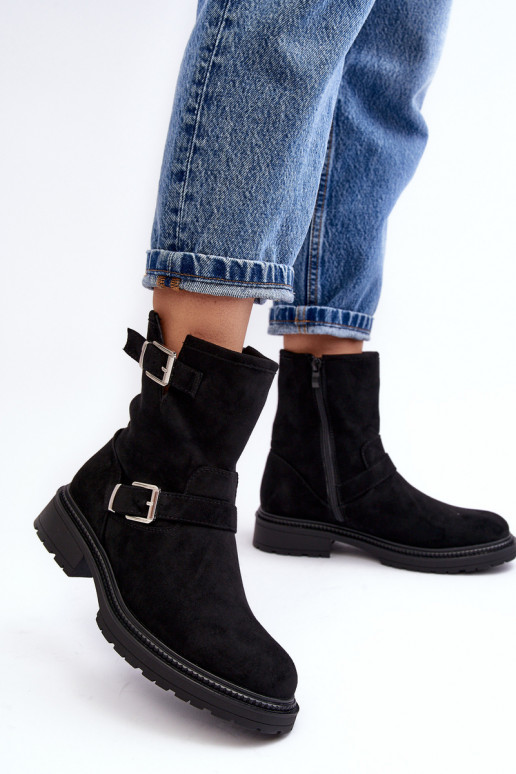 Moteriški aulinukai su plačiais kulniukais su sagtimis juodos spalvos Bliggore