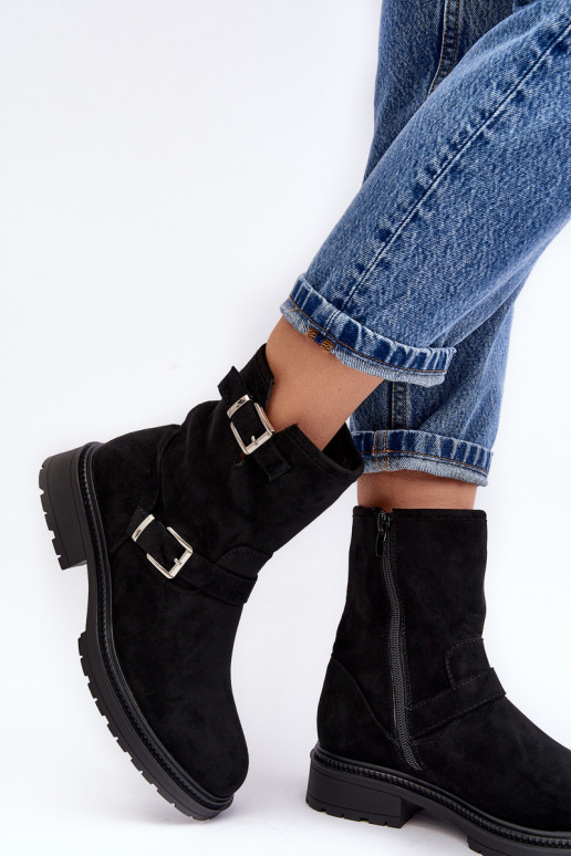 Moteriški aulinukai su plačiais kulniukais su sagtimis juodos spalvos Bliggore