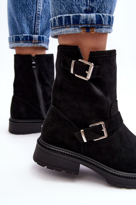 Moteriški aulinukai su plačiais kulniukais su sagtimis juodos spalvos Bliggore