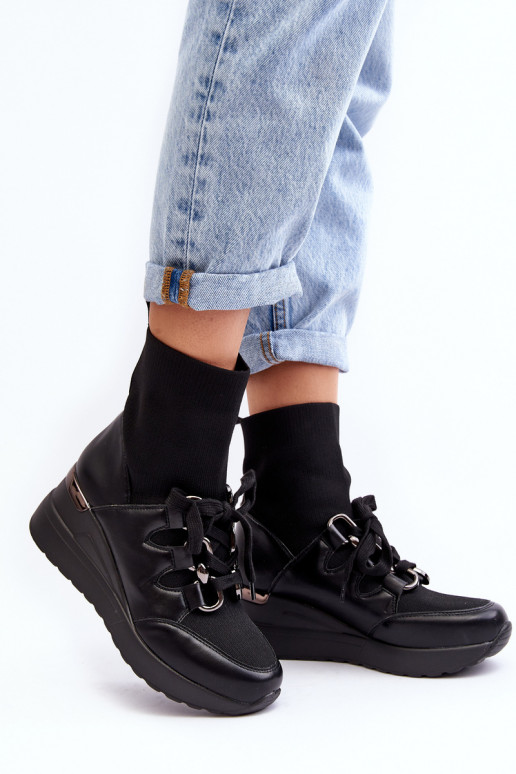 Aulinukai  su kojinės tipo auliuku juodos spalvos Helladina Aulinukai  su kojinės tipo auliuku juodos spalvos Helladina