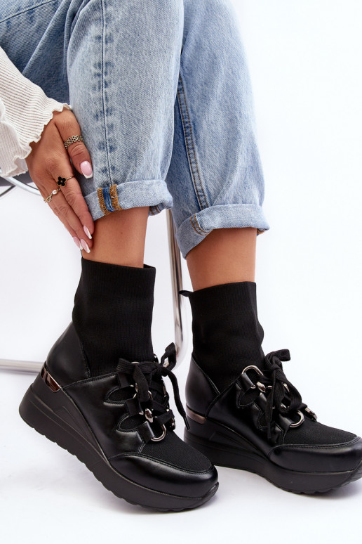 Aulinukai  su kojinės tipo auliuku juodos spalvos Helladina Aulinukai  su kojinės tipo auliuku juodos spalvos Helladina