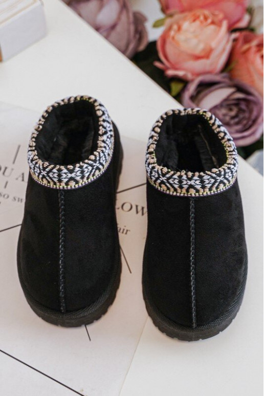 Šlepetės Vaikiški Įsispiriamo modelio pašiltinti juodos spalvos Olivane