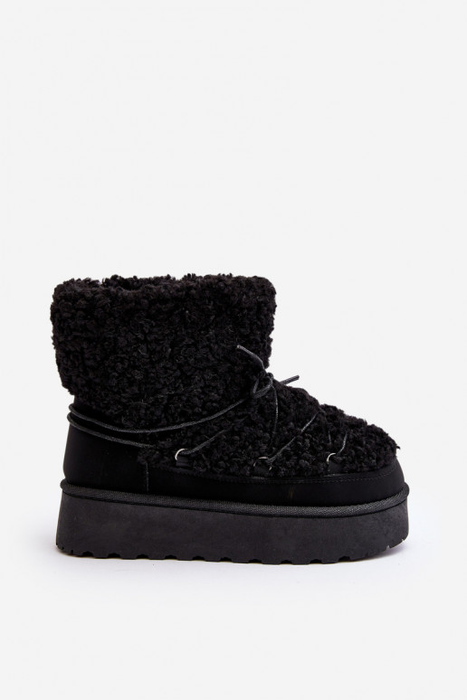 Suvarstomi žieminiai batai   su masyviu padu juodos spalvos Loso Suvarstomi žieminiai batai   su masyviu padu juodos spalvos Loso