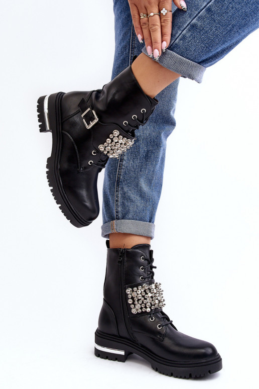 pašiltinti aulinukai Dekoruotos juodos spalvos Lennen