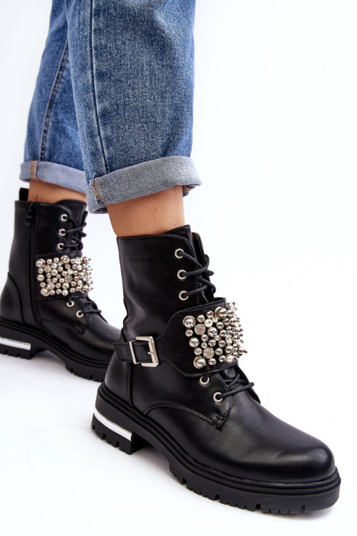 pašiltinti aulinukai Dekoruotos juodos spalvos Lennen