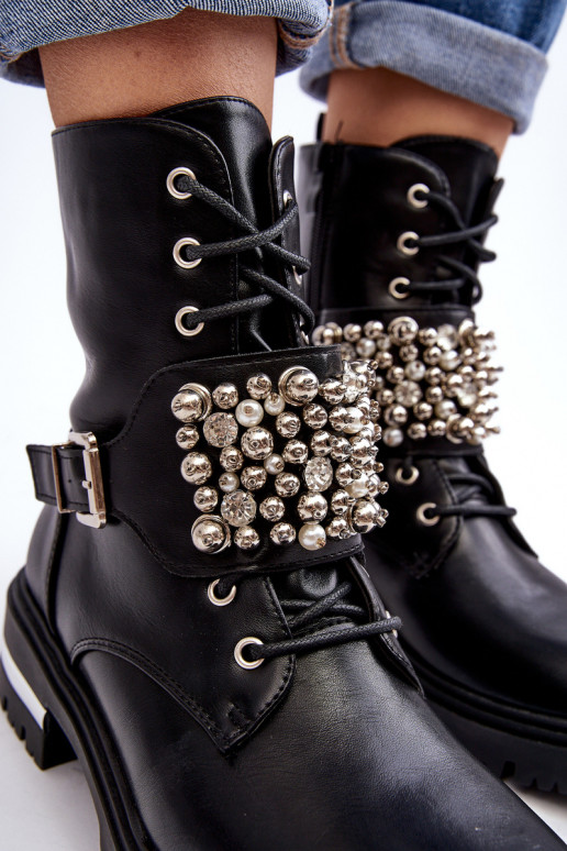 pašiltinti aulinukai Dekoruotos juodos spalvos Lennen