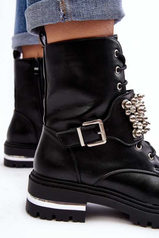 pašiltinti aulinukai Dekoruotos juodos spalvos Lennen