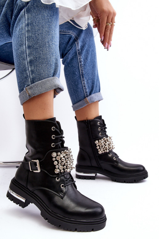 pašiltinti aulinukai Dekoruotos juodos spalvos Lennen