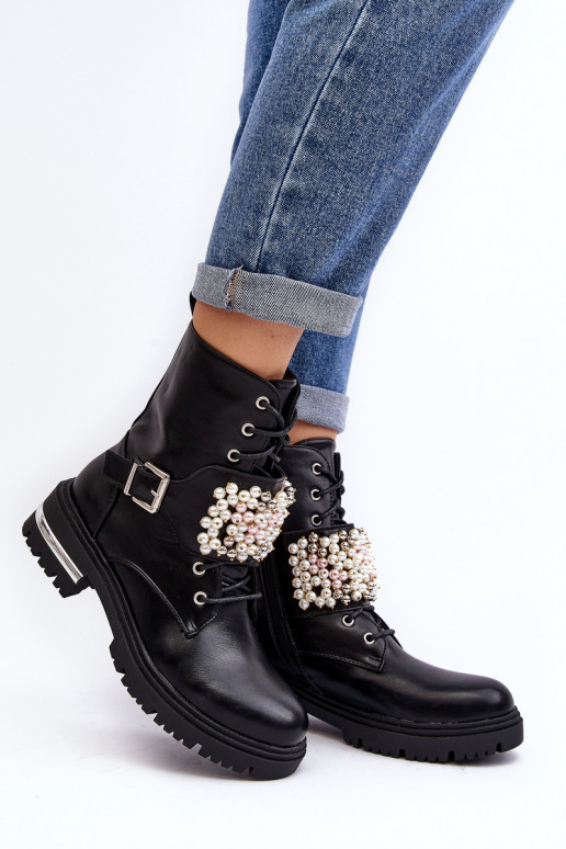 pašiltinti   auliniai batai Aulinukai Dekoruotos juodos spalvos Venizi pašiltinti   auliniai batai Aulinukai Dekoruotos juodos spalvos Venizi