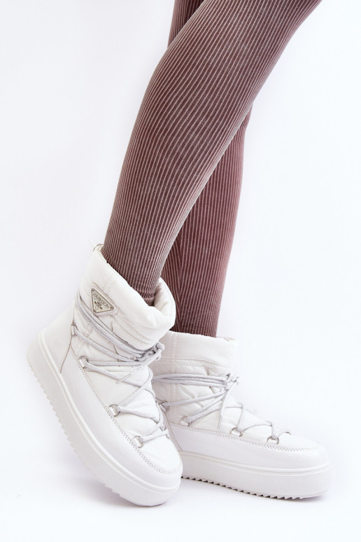 sniego batai su platforma ir stilingomis detalėmis baltos spalvos Fleure sniego batai su platforma ir stilingomis detalėmis baltos spalvos Fleure