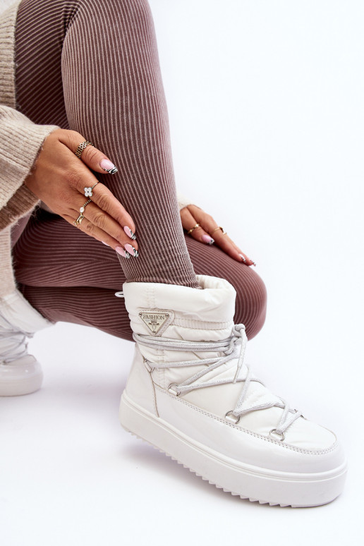 sniego batai su platforma ir stilingomis detalėmis baltos spalvos Fleure sniego batai su platforma ir stilingomis detalėmis baltos spalvos Fleure
