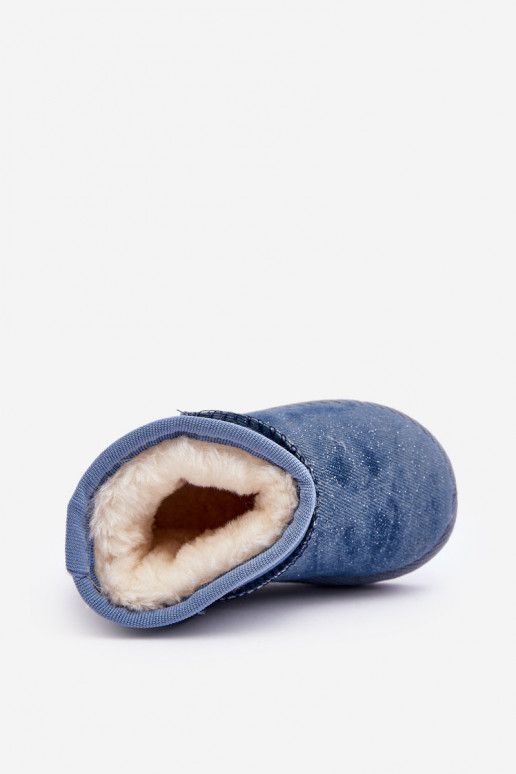 Vaikiški sniego batai Aulinukai su blizgesiu mėlynos spalvos Sulinne