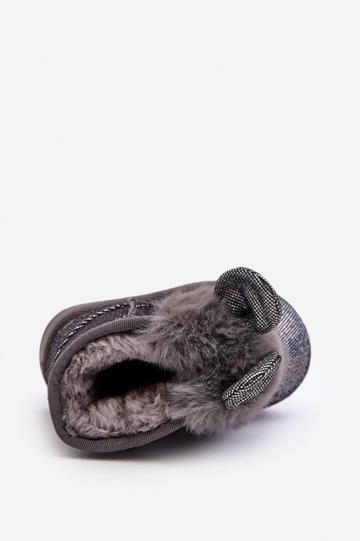 Vaikiški sniego batai pašiltinti su kailiuku viduje su ausytėm pilkos spalvos Betty