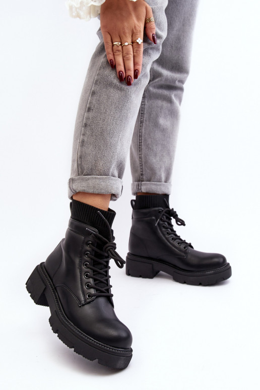 batai Moteriški aulinukai su kojinės tipo auliuku juodos spalvos Rivella