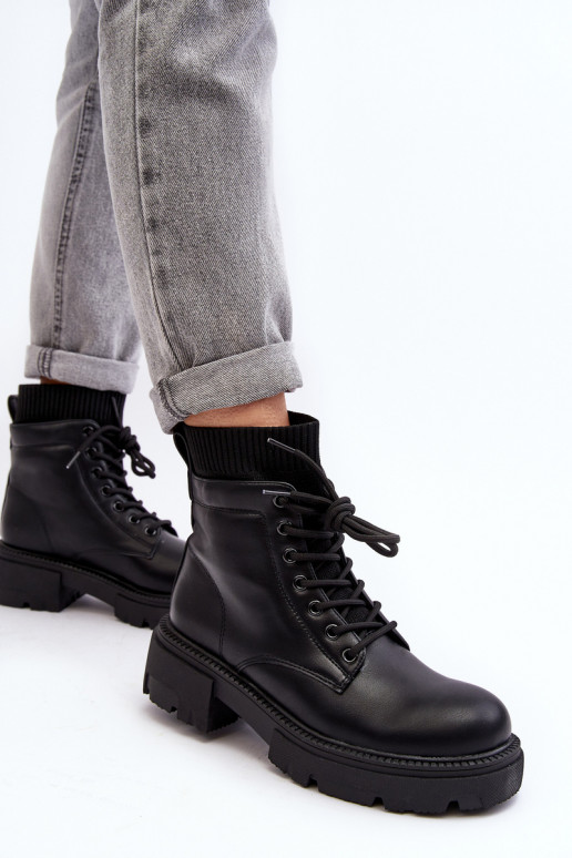 batai Moteriški aulinukai su kojinės tipo auliuku juodos spalvos Rivella