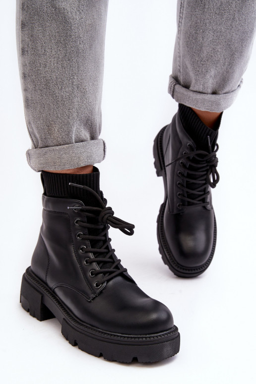 batai Moteriški aulinukai su kojinės tipo auliuku juodos spalvos Rivella