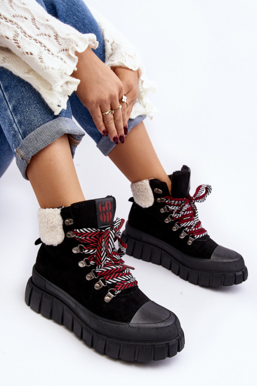 pašiltinti Aulinukai batai su masyviu padu juodos spalvos Ralotta pašiltinti Aulinukai batai su masyviu padu juodos spalvos Ralotta