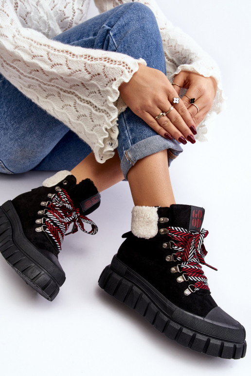 pašiltinti Aulinukai batai su masyviu padu juodos spalvos Ralotta pašiltinti Aulinukai batai su masyviu padu juodos spalvos Ralotta