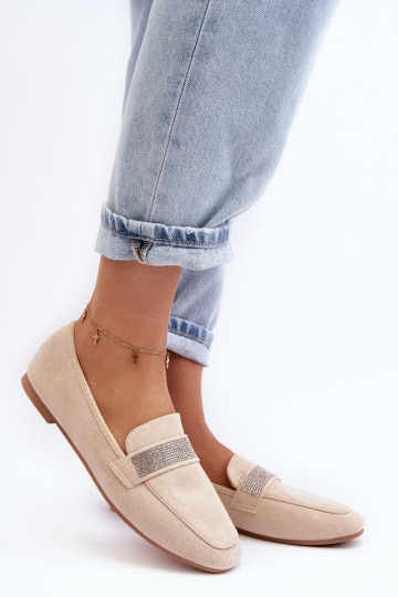 Mokasinai su tviskančiomis akutėmis smėlio spalvos Ralrika 2