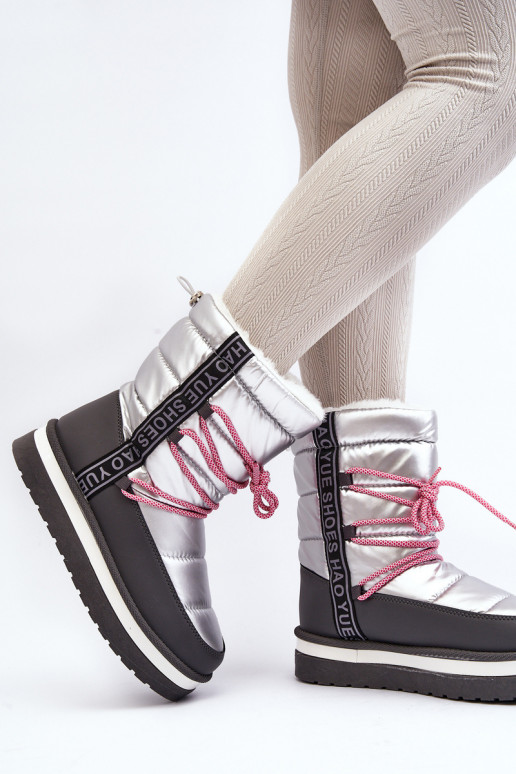 sniego batai su stilingomis detalėmis sidabro spalvos Lilara sniego batai su stilingomis detalėmis sidabro spalvos Lilara