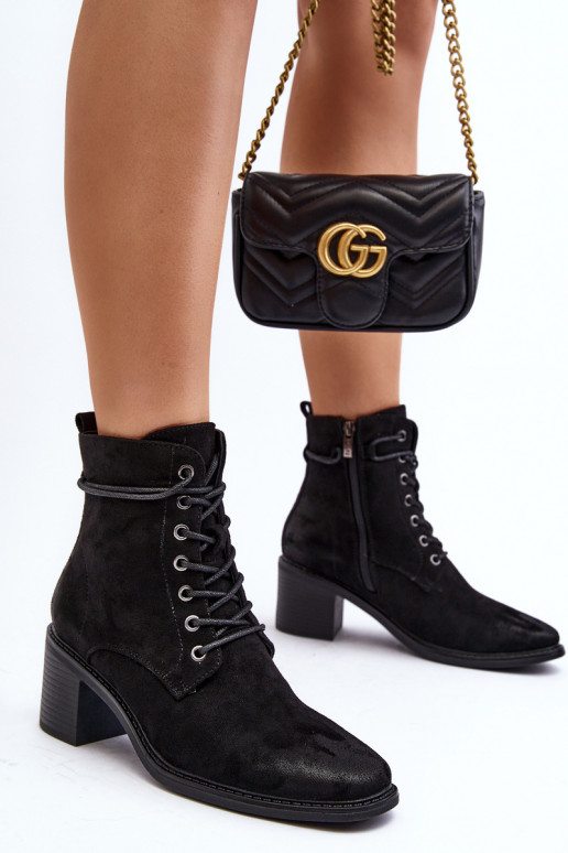 Aulinukai žemu kulniuku su raišteliais juodos spalvos Serellia Aulinukai žemu kulniuku su raišteliais juodos spalvos Serellia