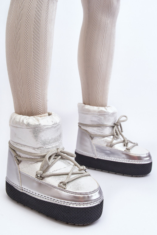 sniego batai su stilingomis detalėmis sidabro spalvos Toolsa sniego batai su stilingomis detalėmis sidabro spalvos Toolsa