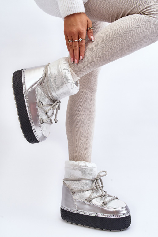 sniego batai su stilingomis detalėmis sidabro spalvos Toolsa sniego batai su stilingomis detalėmis sidabro spalvos Toolsa