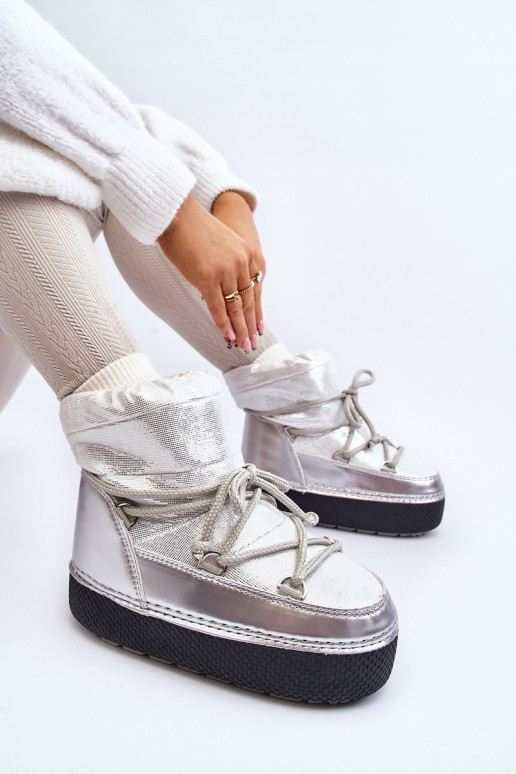 sniego batai su stilingomis detalėmis sidabro spalvos Toolsa sniego batai su stilingomis detalėmis sidabro spalvos Toolsa