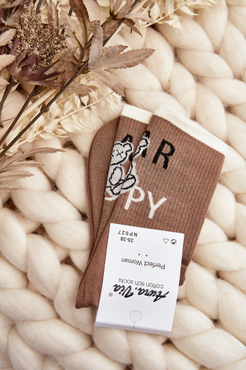 Kojinės   su užrašu I m rudos spalvos 2