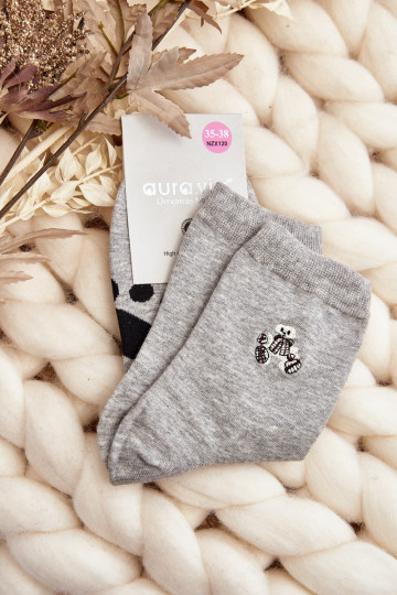 Medvilninės kojinės su Meškiukai šviesiai pilkos spalvos 2