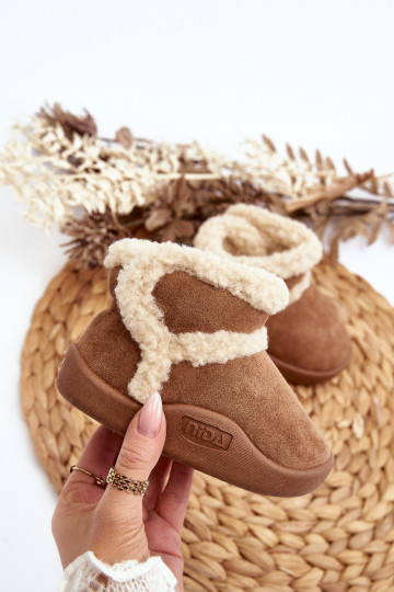 Vaikiški sniego batai su lipniais užsegimais rudos spalvos Unitia 2