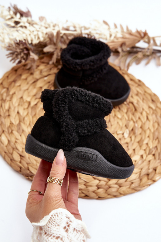 Vaikiški sniego batai su lipniais užsegimais juodos spalvos Unitia