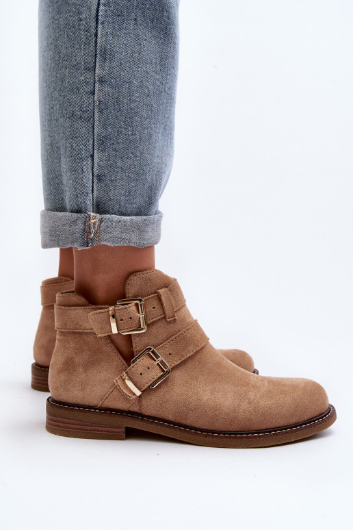 Aulinukai su plačiais kulniukais su juostelėmis smėlio spalvos Melviana