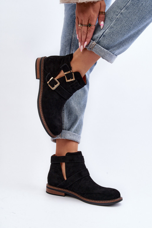 Aulinukai su plačiais kulniukais su juostelėmis juodos spalvos Melviana