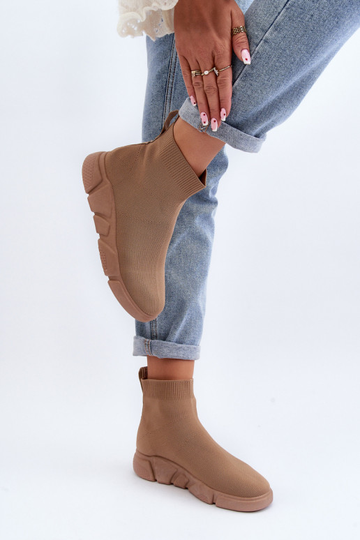 sportiniai bateliai su kojinės tipo auliuku smėlio spalvos Zirila sportiniai bateliai su kojinės tipo auliuku smėlio spalvos Zirila