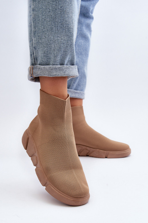 sportiniai bateliai su kojinės tipo auliuku smėlio spalvos Zirila sportiniai bateliai su kojinės tipo auliuku smėlio spalvos Zirila