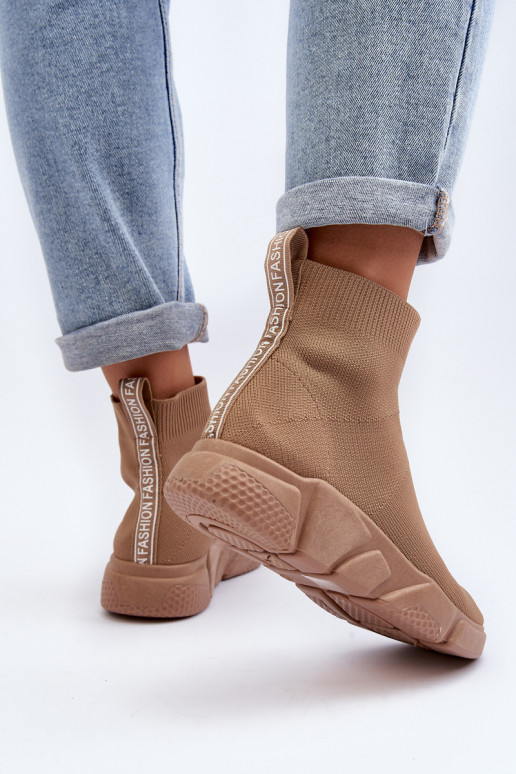 sportiniai bateliai su kojinės tipo auliuku smėlio spalvos Zirila sportiniai bateliai su kojinės tipo auliuku smėlio spalvos Zirila