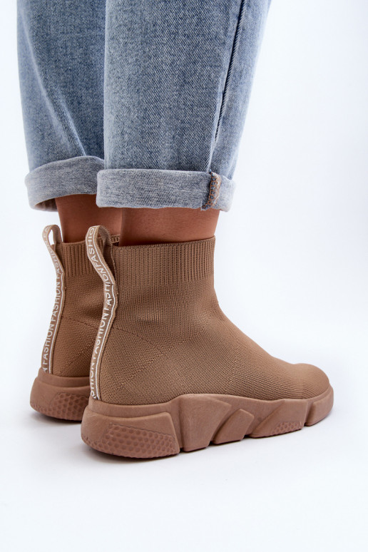 sportiniai bateliai su kojinės tipo auliuku smėlio spalvos Zirila sportiniai bateliai su kojinės tipo auliuku smėlio spalvos Zirila