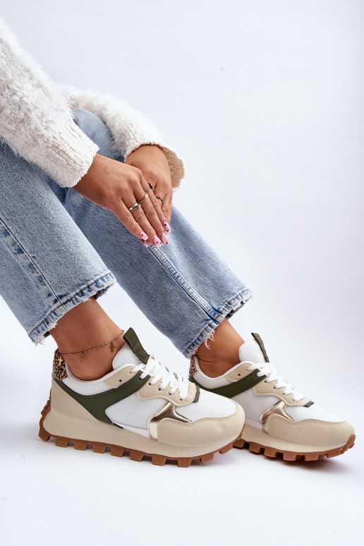 Sneakers modelio batai sportiniai bateliai   smėlio spalvos-žalios spalvos Ralita Sneakers modelio batai sportiniai bateliai   smėlio spalvos-žalios spalvos Ralita