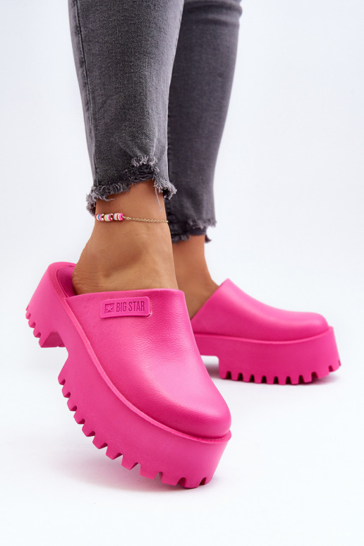 Moteriškas Šlepetės su madingais masyviais padais Big Star NN274019 rožinės spalvos