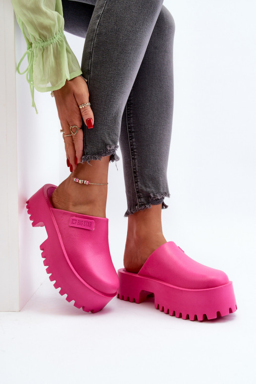 Moteriškas Šlepetės su madingais masyviais padais Big Star NN274019 rožinės spalvos