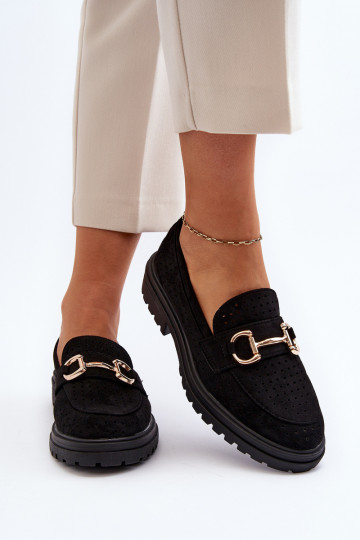 moteriški mokasinai su aužūro elementais su ornamentais juodos spalvos Talesse 2