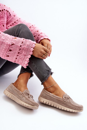 moteriški mokasinai su kaspinais smėlio spalvos Reece 2