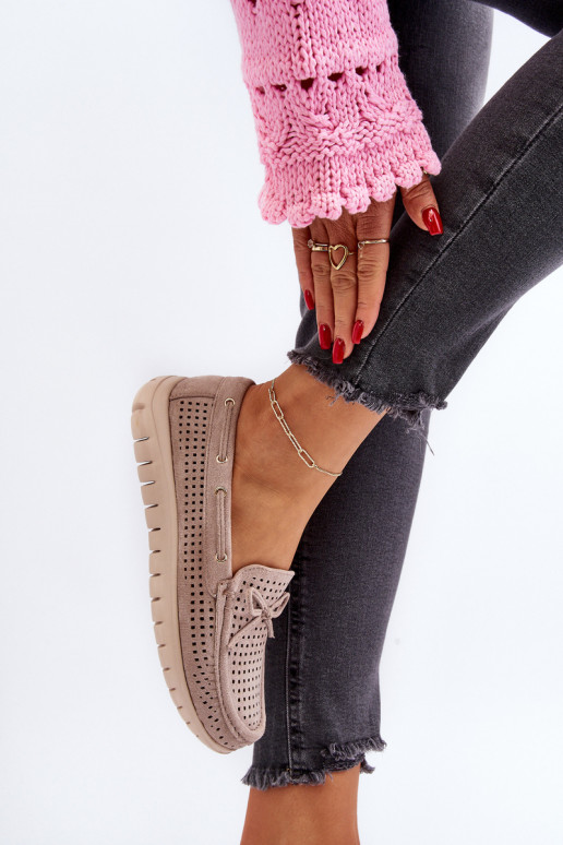 moteriški mokasinai su kaspinais smėlio spalvos Reece