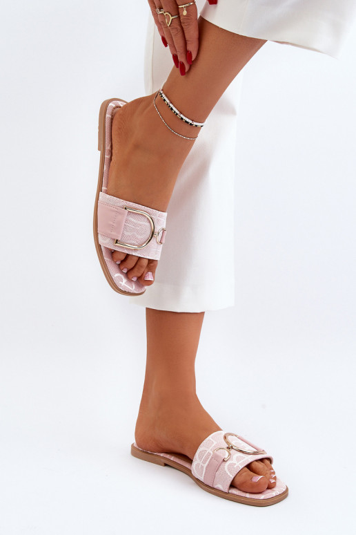 su blizgesiu Moteriškos šlepetės su ornamentais rožinės spalvos Taleci su blizgesiu Moteriškos šlepetės su ornamentais rožinės spalvos Taleci