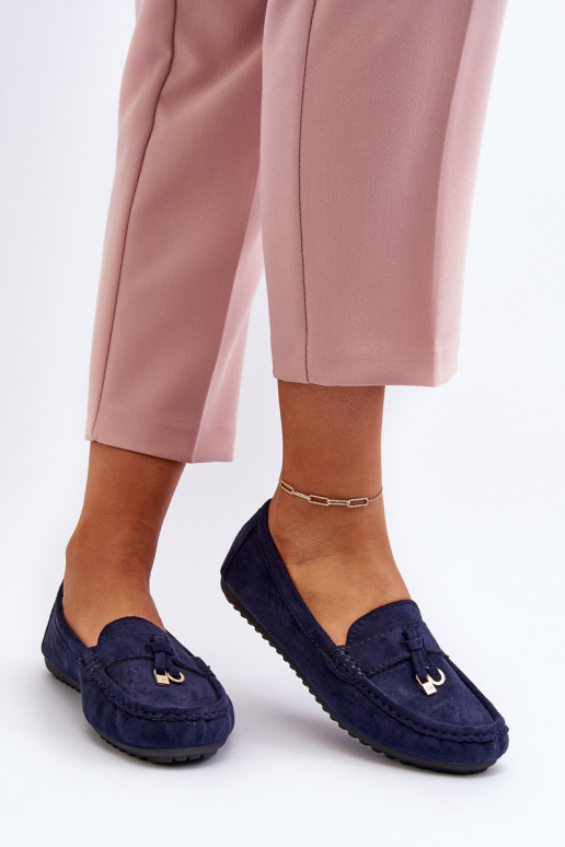 iš zomšos Klasikinio modelio Mokasinai tamsiai mėlynos spalvos Ontala