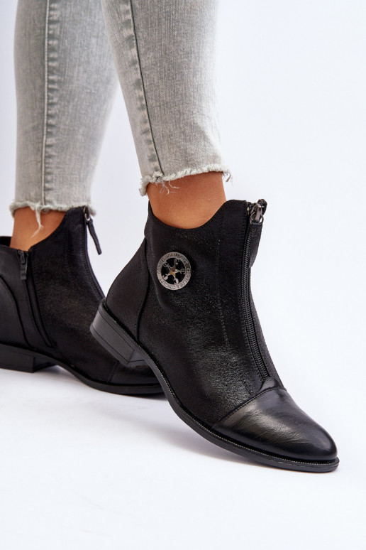 Aulinukai su plačiais kulniukais su užtrauktukais juodos spalvos Loratie Aulinukai su plačiais kulniukais su užtrauktukais juodos spalvos Loratie