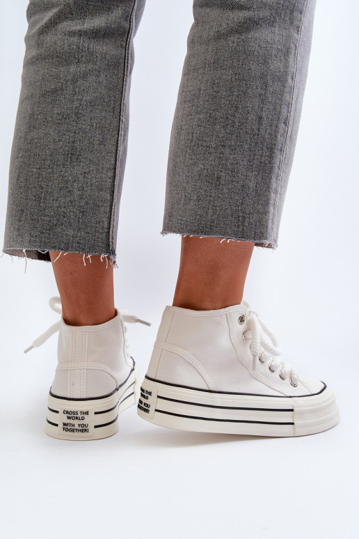 Laisvalaikio bateliai su platforma baltos spalvos Aineri Laisvalaikio bateliai su platforma baltos spalvos Aineri