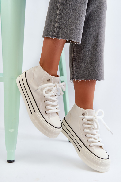 Laisvalaikio bateliai su platforma baltos spalvos Aineri Laisvalaikio bateliai su platforma baltos spalvos Aineri